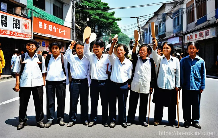 광주 민주화 운동 - **Prompt 1: Student Protest for Democracy**
    "A historical scene depicting young South Korean uni...