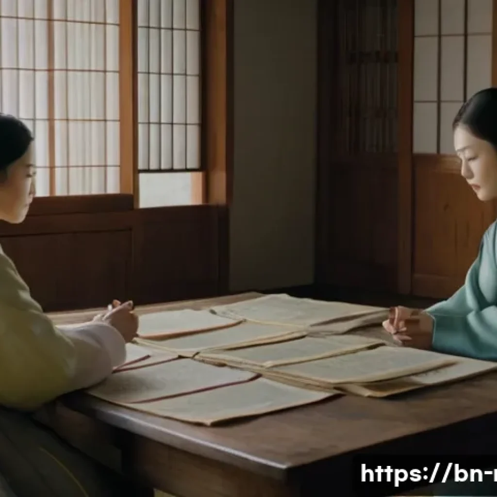 일제 강점기 독립운동 - A detailed scene depicting a secret Korean independence meeting during Japanese colonial rule: a div...